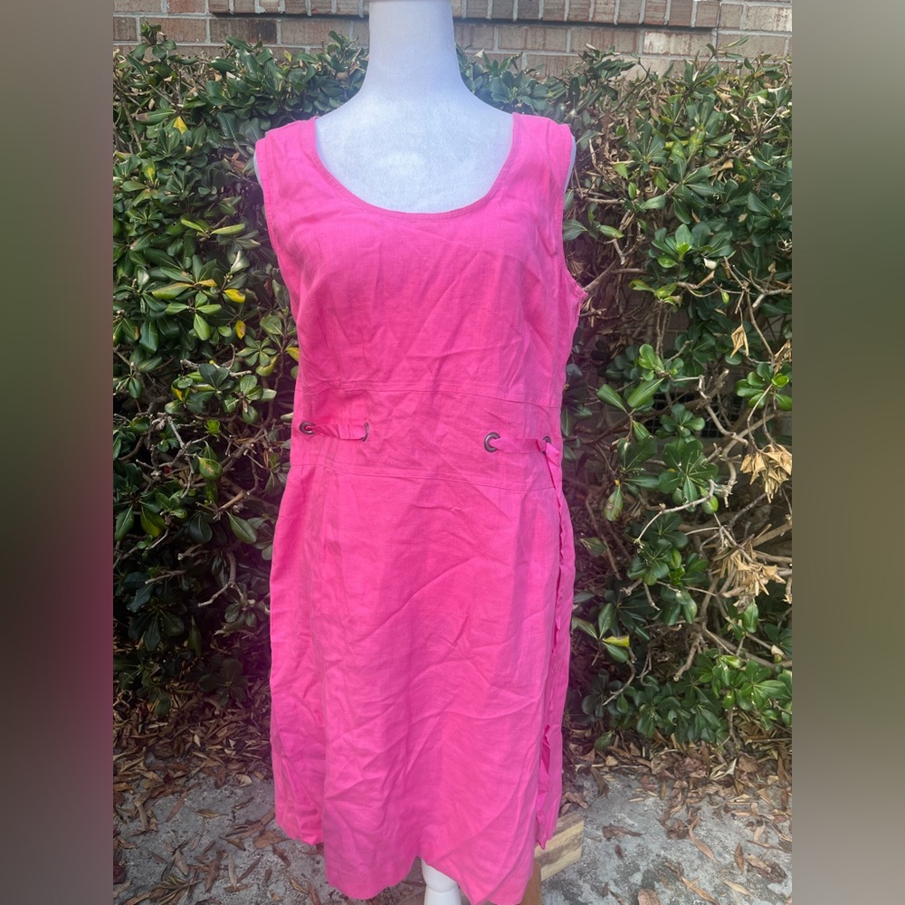 Willi Smith 100% Linen Pink Sleeveless Dress Size 12